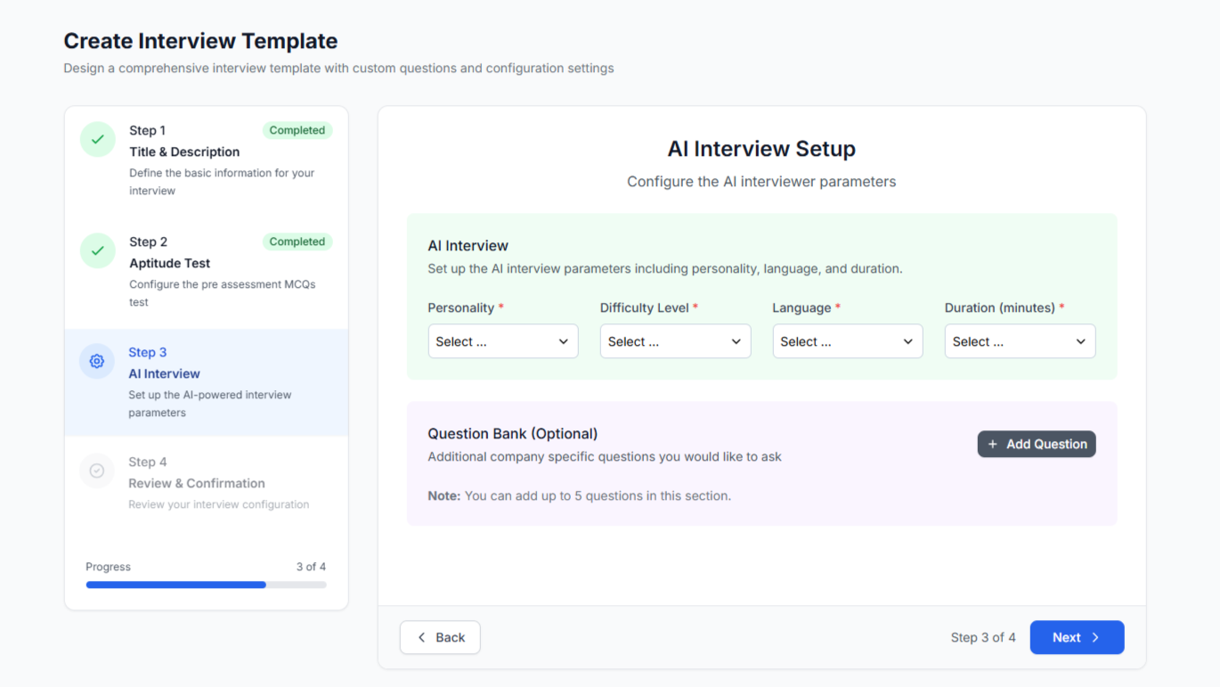 Interview creation and scheduling